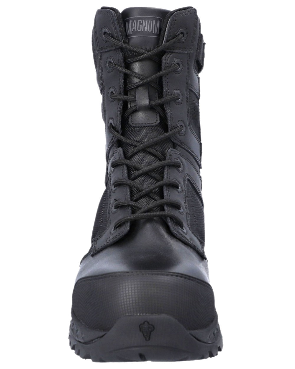 Black Coloured Magnum Mens Spider Exo 8.0 CT Waterproof Safety Boots on white background 