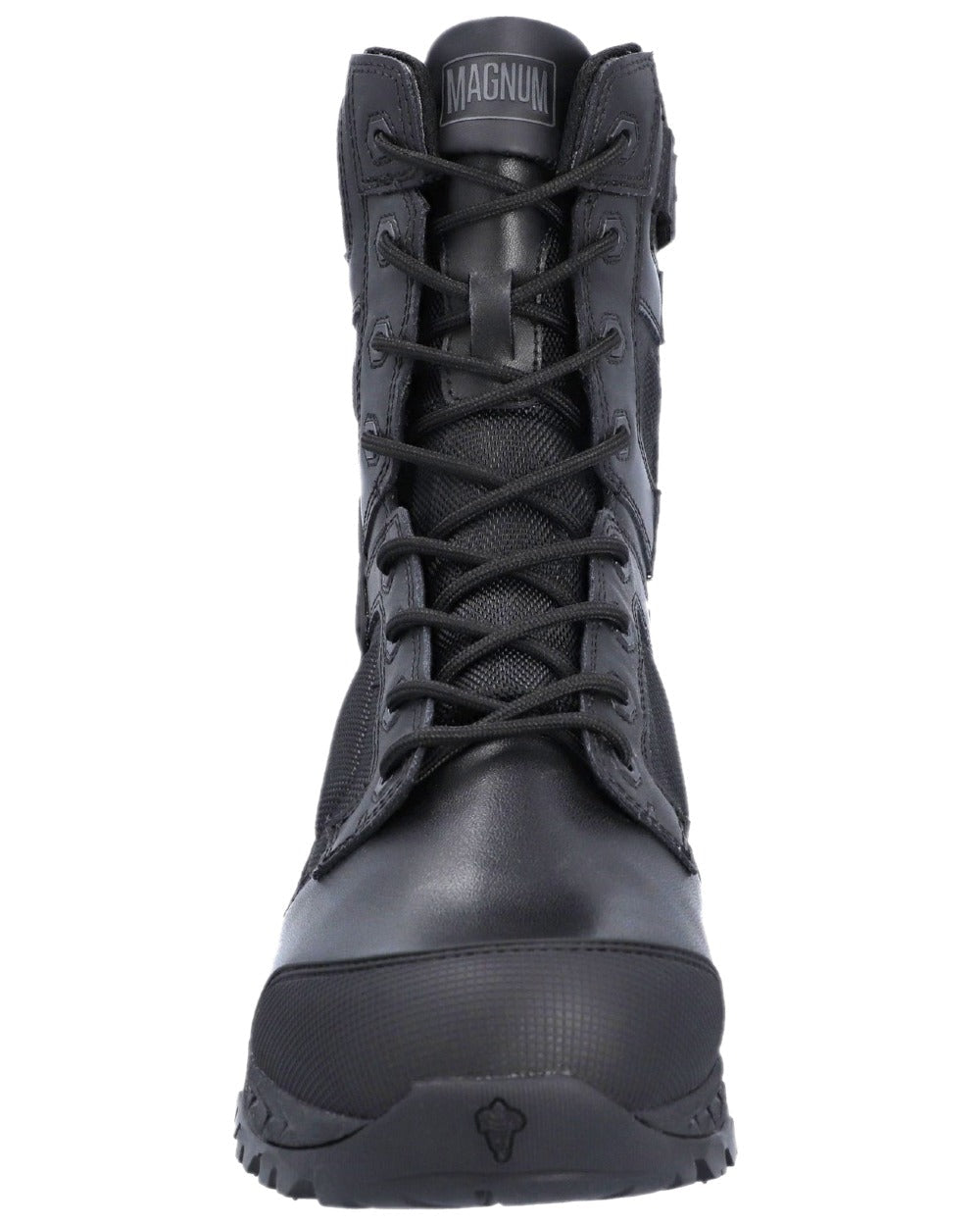 Black Coloured Magnum Mens Spider Exo 8.0 SZ Waterproof Occupational Boots on white background 