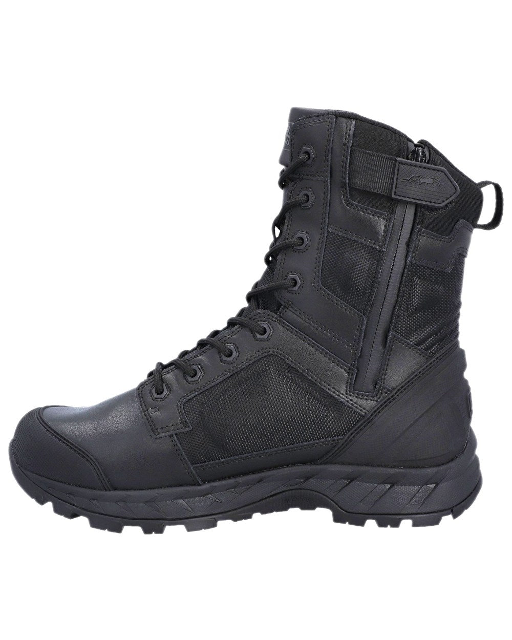 Black Coloured Magnum Mens Spider Exo 8.0 SZ Waterproof Occupational Boots on white background 