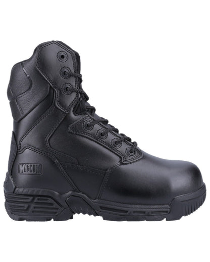Black Coloured Magnum Mens Stealth Force 8.0 CT CP Uniform Safety Boots on white background 