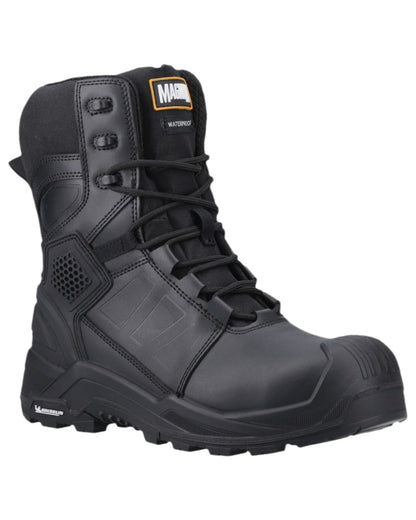 Black Coloured Magnum Mens Storm Force 8.0 Waterproof Safety Boots on white background 
