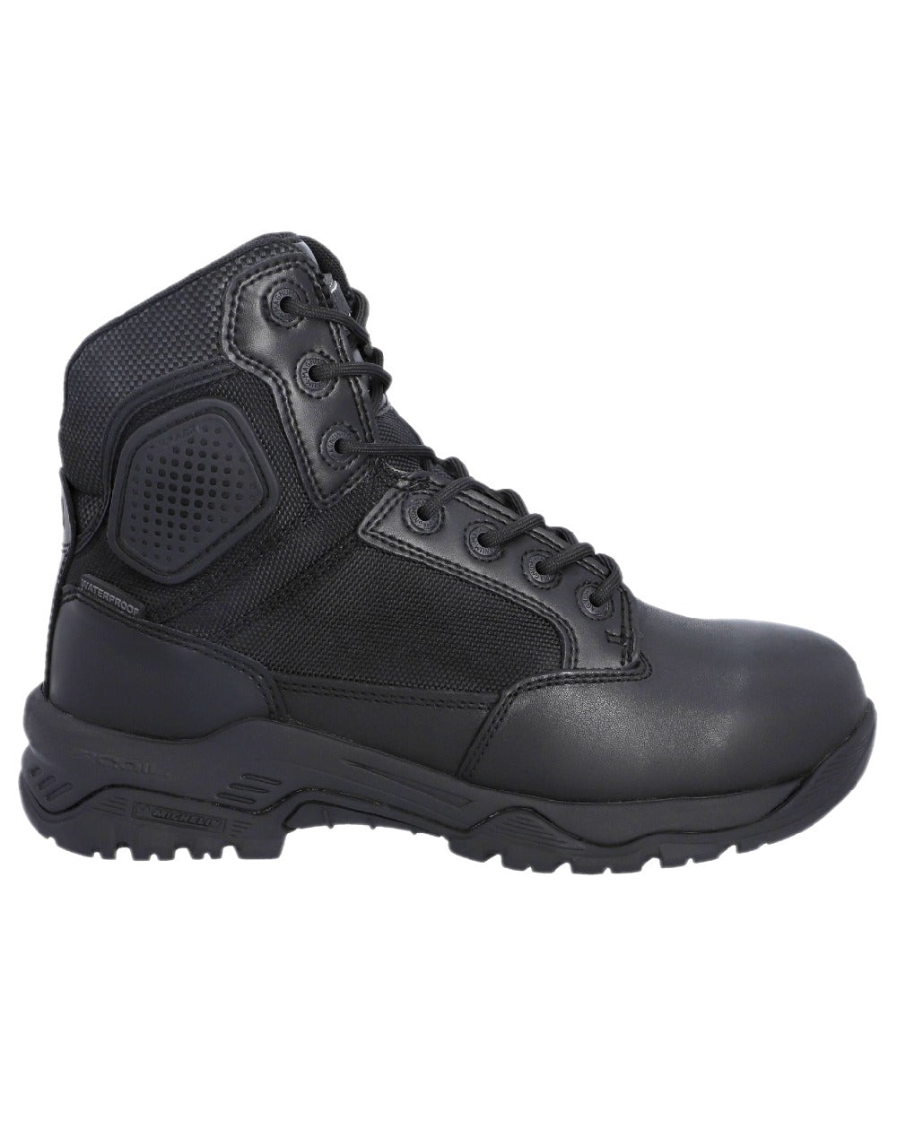 Black Coloured Magnum Mens Strike Force 6.0 Waterproof Uniform Boots on white background 