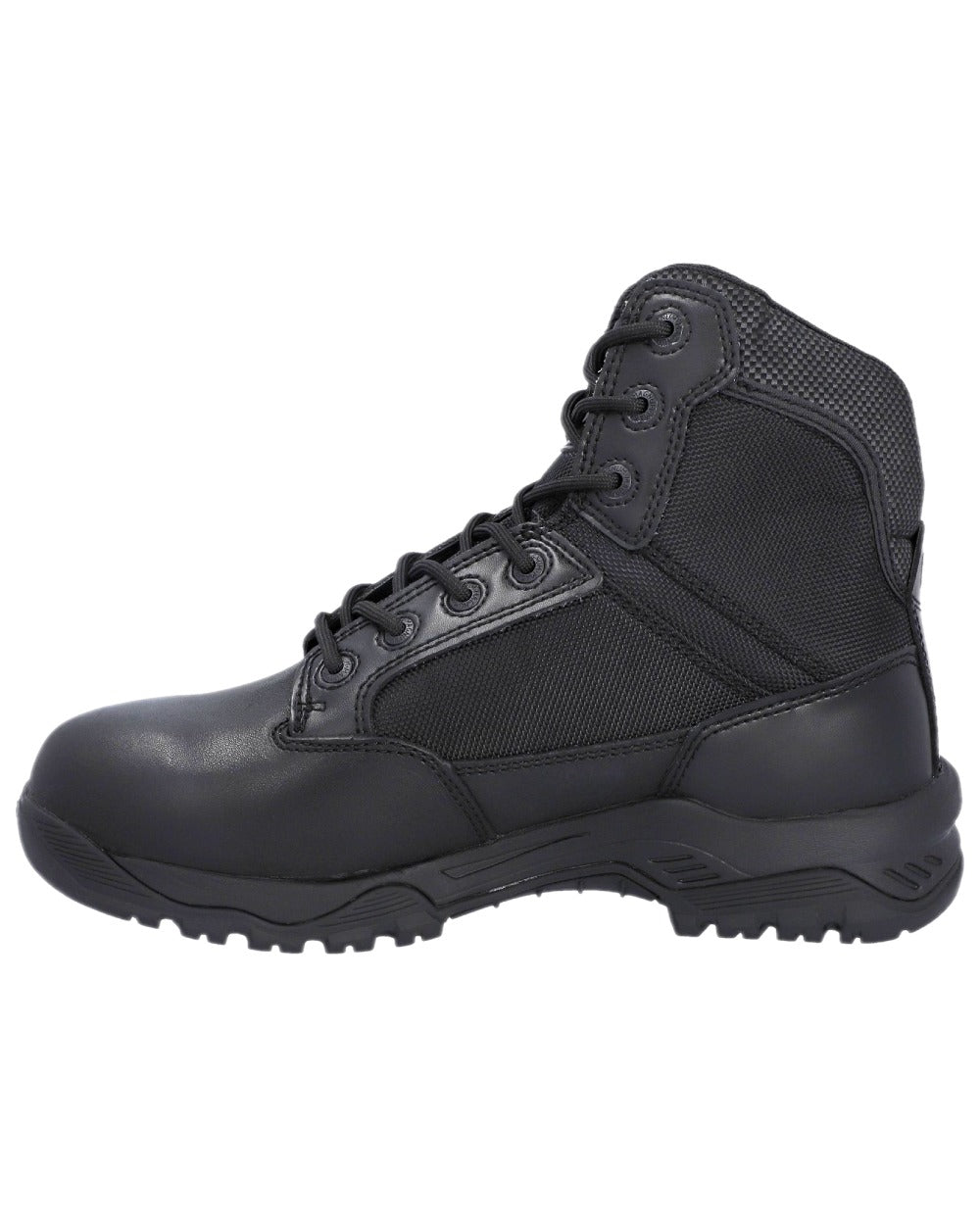 Black Coloured Magnum Mens Strike Force 6.0 Waterproof Uniform Boots on white background 