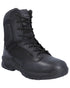 Black Coloured Magnum Mens Strike Force 8.0 Side-Zip Waterproof Uniform Boots on white background 