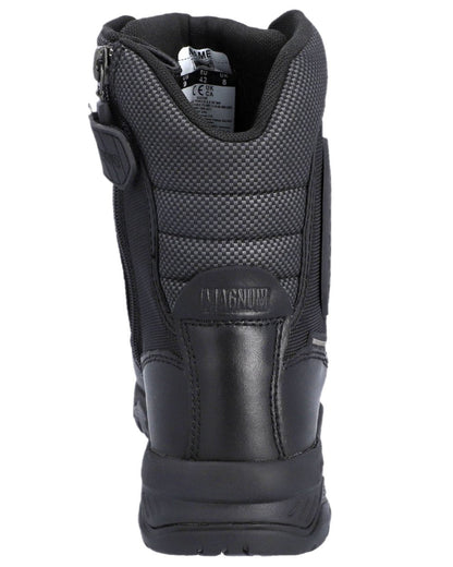 Black Coloured Magnum Mens Strike Force 8.0 Side-Zip Waterproof Uniform Boots on white background 
