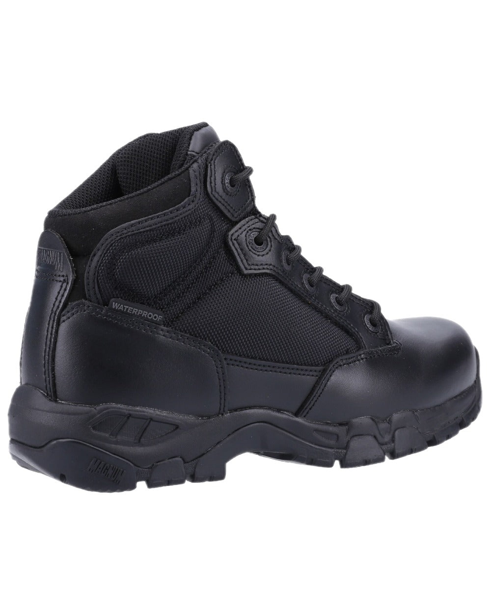 Black Coloured Magnum Mens Viper Pro 5.0 Plus Waterproof Uniform Boots on white background 