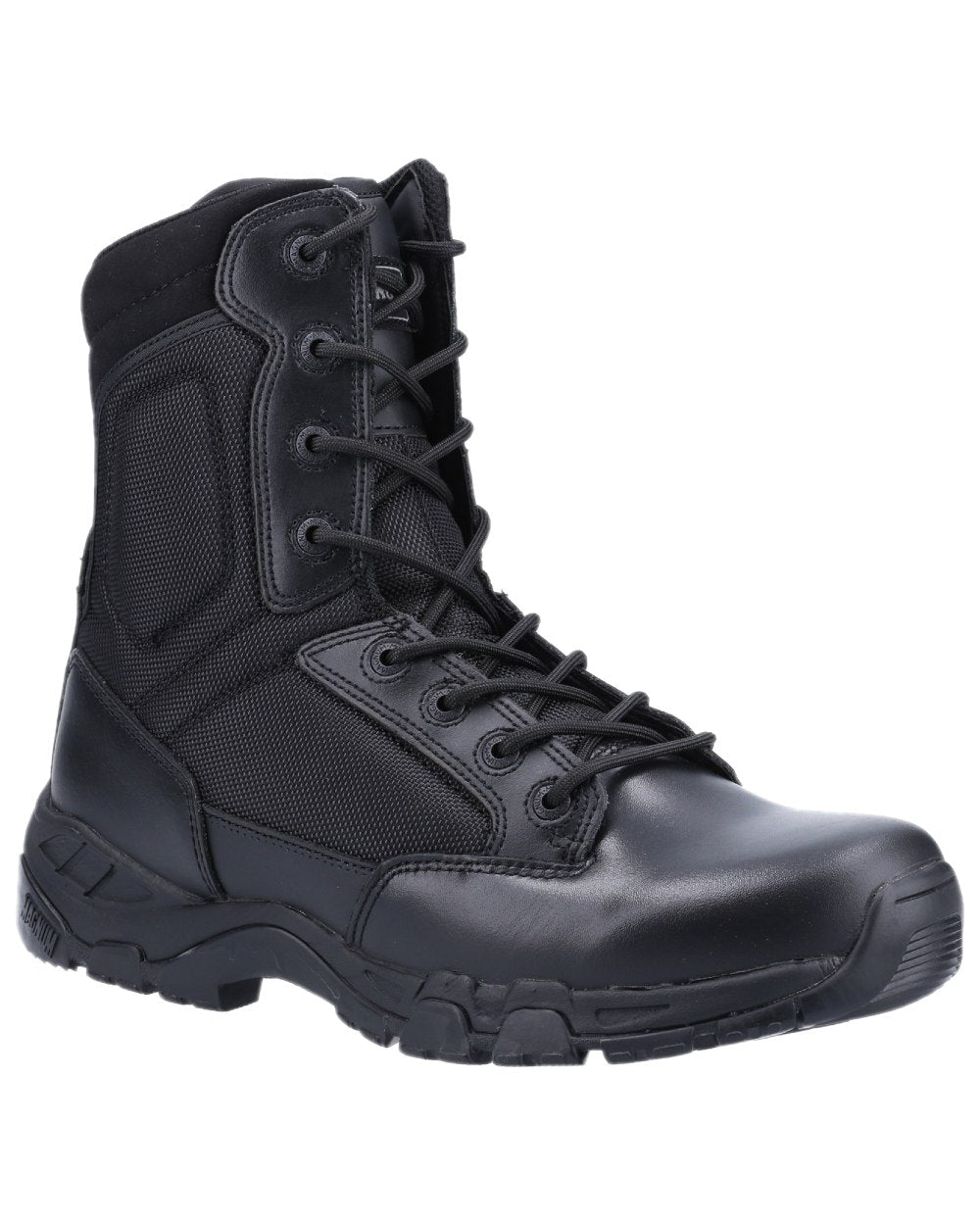 Black Coloured Magnum Mens Viper Pro 8.0 Plus Side-Zip Uniform Boots on white background 