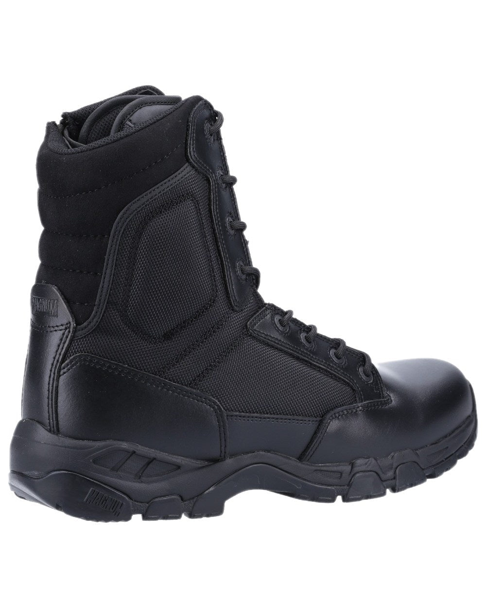 Black Coloured Magnum Mens Viper Pro 8.0 Plus Side-Zip Uniform Boots on white background 