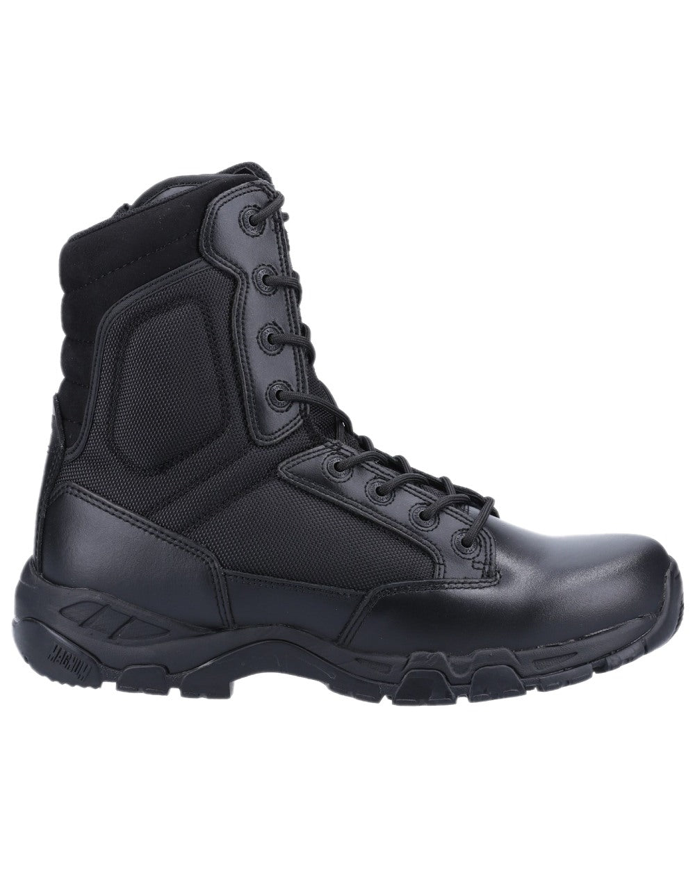 Black Coloured Magnum Mens Viper Pro 8.0 Plus Side-Zip Uniform Boots on white background 
