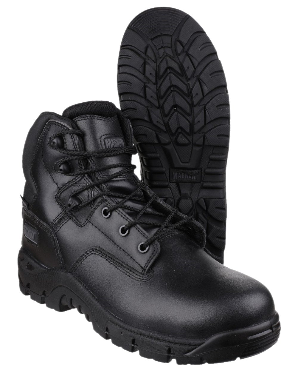 Black Coloured Magnum Precision Sitemaster CT CP Uniform Safety Boots on white background 