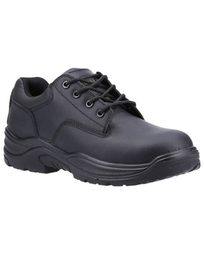 Black Coloured Magnum Precision Sitemaster Low CT CP Uniform Safety Shoes on white background 