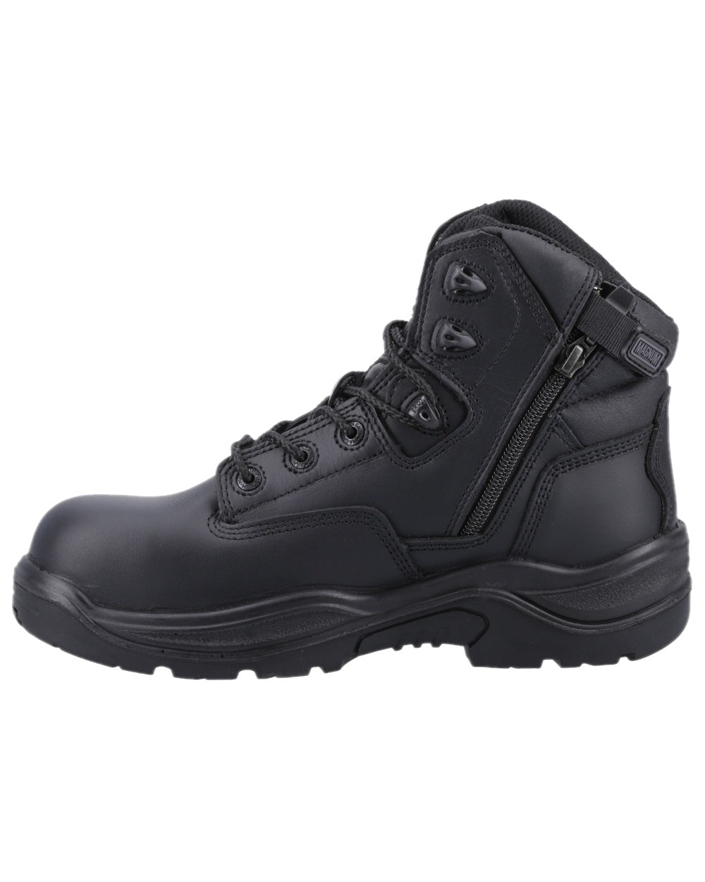 Black Coloured Magnum Responder Side-Zip CT CP Waterproof Uniform Safety Boots on white background 