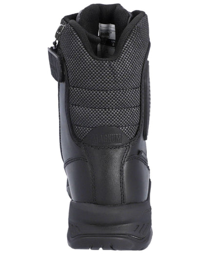 Black Coloured Magnum Strike Force 8.0 Side-Zip CT CP Waterproof Uniform Safety Boots on white background 
