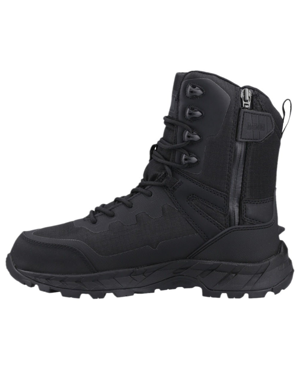 Black Coloured Magnum Ultima Pro 8.0 Waterproof Side-Zip Uniform Boots on white background 