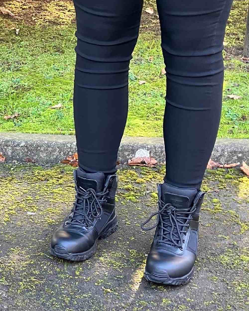 Black Coloured Magnum Womens Vanguard 6.0 Occupational Boots on outdoor background 