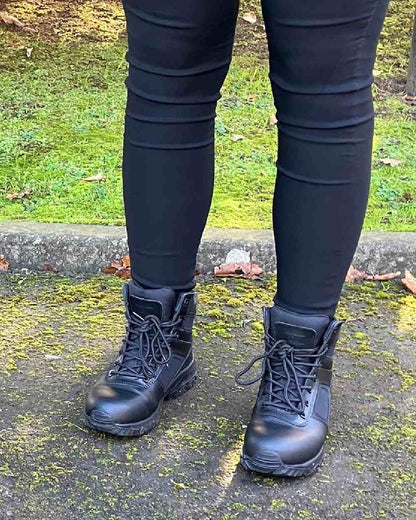 Black Coloured Magnum Womens Vanguard 6.0 Occupational Boots on outdoor background 