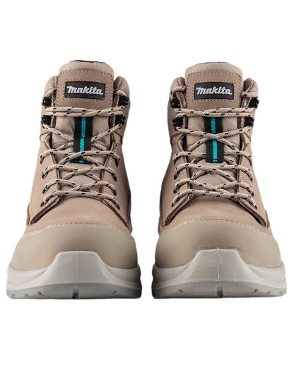 Stone Coloured Makita Mens Anjo Safety Boots on white background 