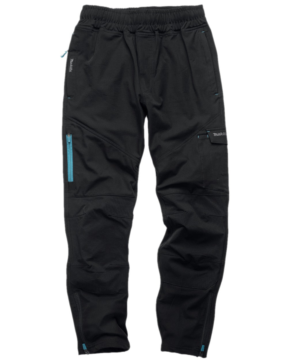 Black Coloured Makita Mens Axis Stretch Joggers on white background 