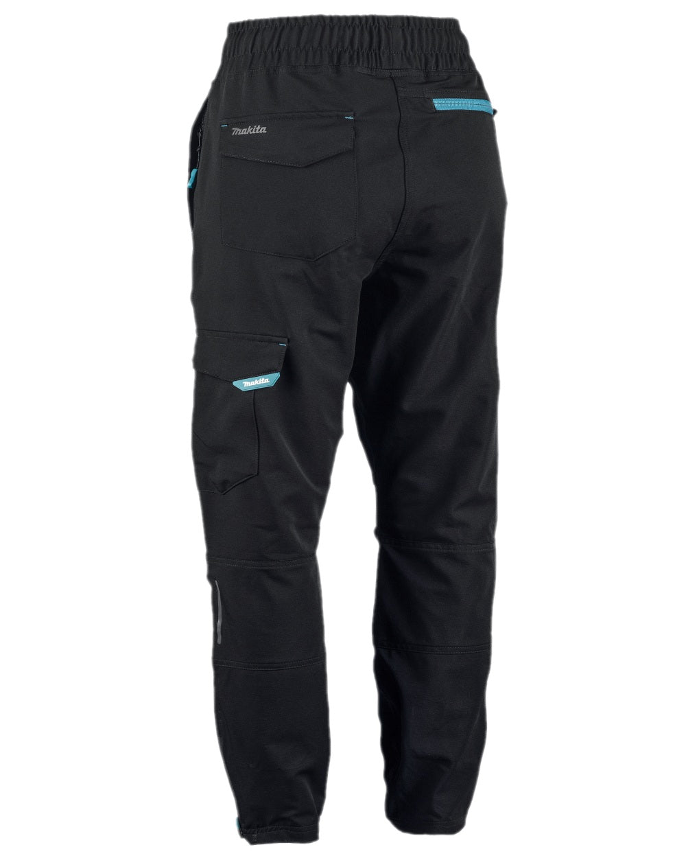 Black Coloured Makita Mens Axis Stretch Joggers on white background 