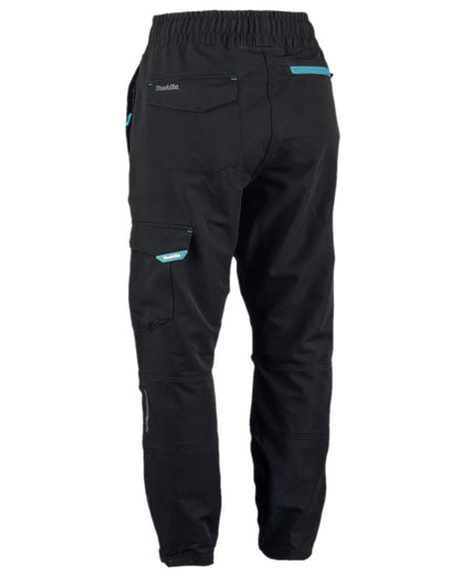 Black Coloured Makita Mens Axis Stretch Joggers on white background 