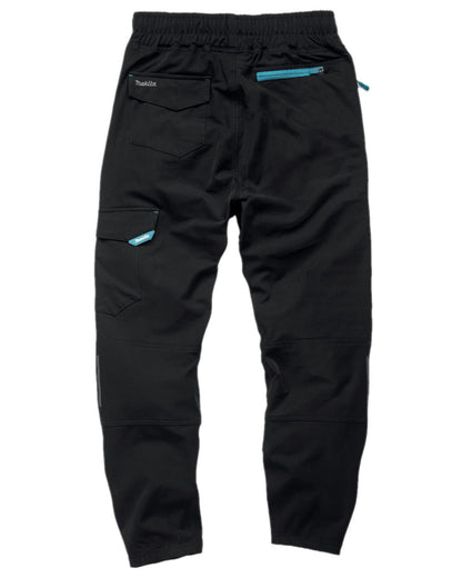 Black Coloured Makita Mens Axis Stretch Joggers on white background 