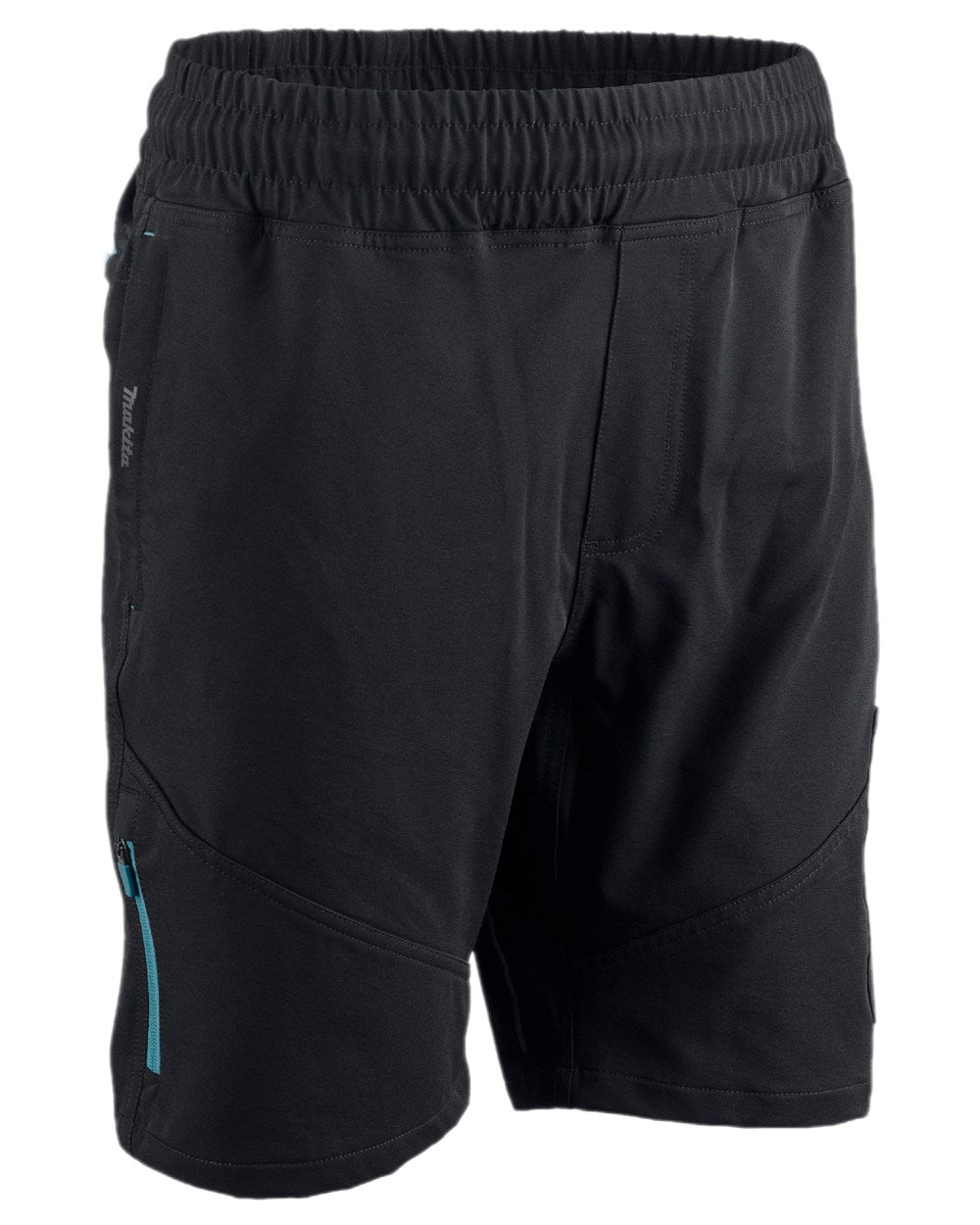 Black Coloured Makita Mens Axis Stretch Shorts on white background 