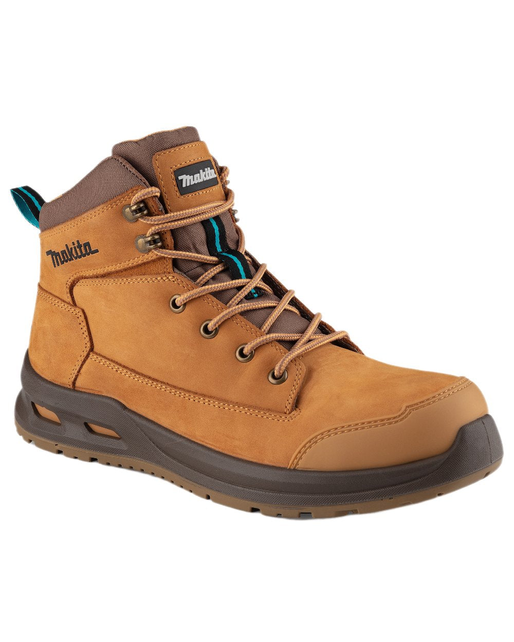 Tan Coloured Makita Mens Kyoto Safety Boots on white background 