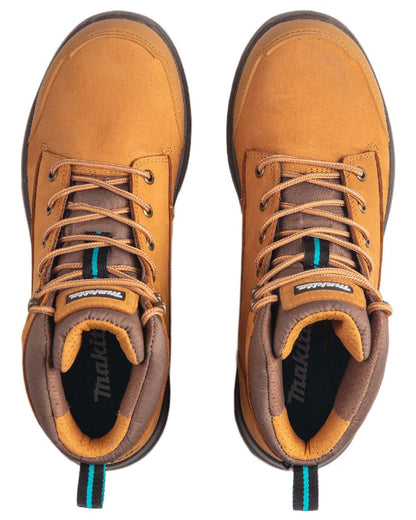 Tan Coloured Makita Mens Kyoto Safety Boots on white background 