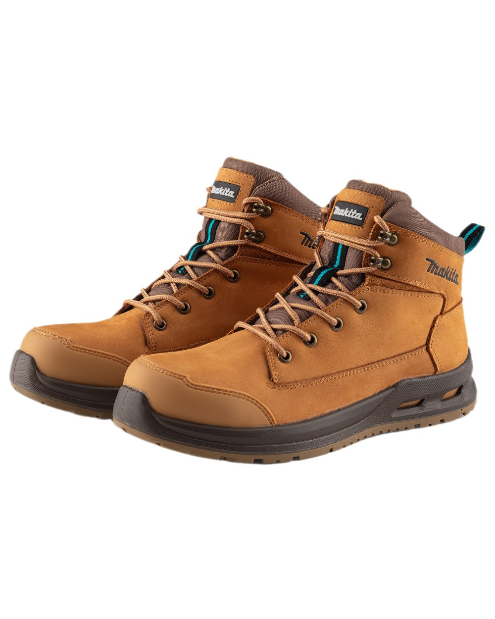 Tan Coloured Makita Mens Kyoto Safety Boots on white background 