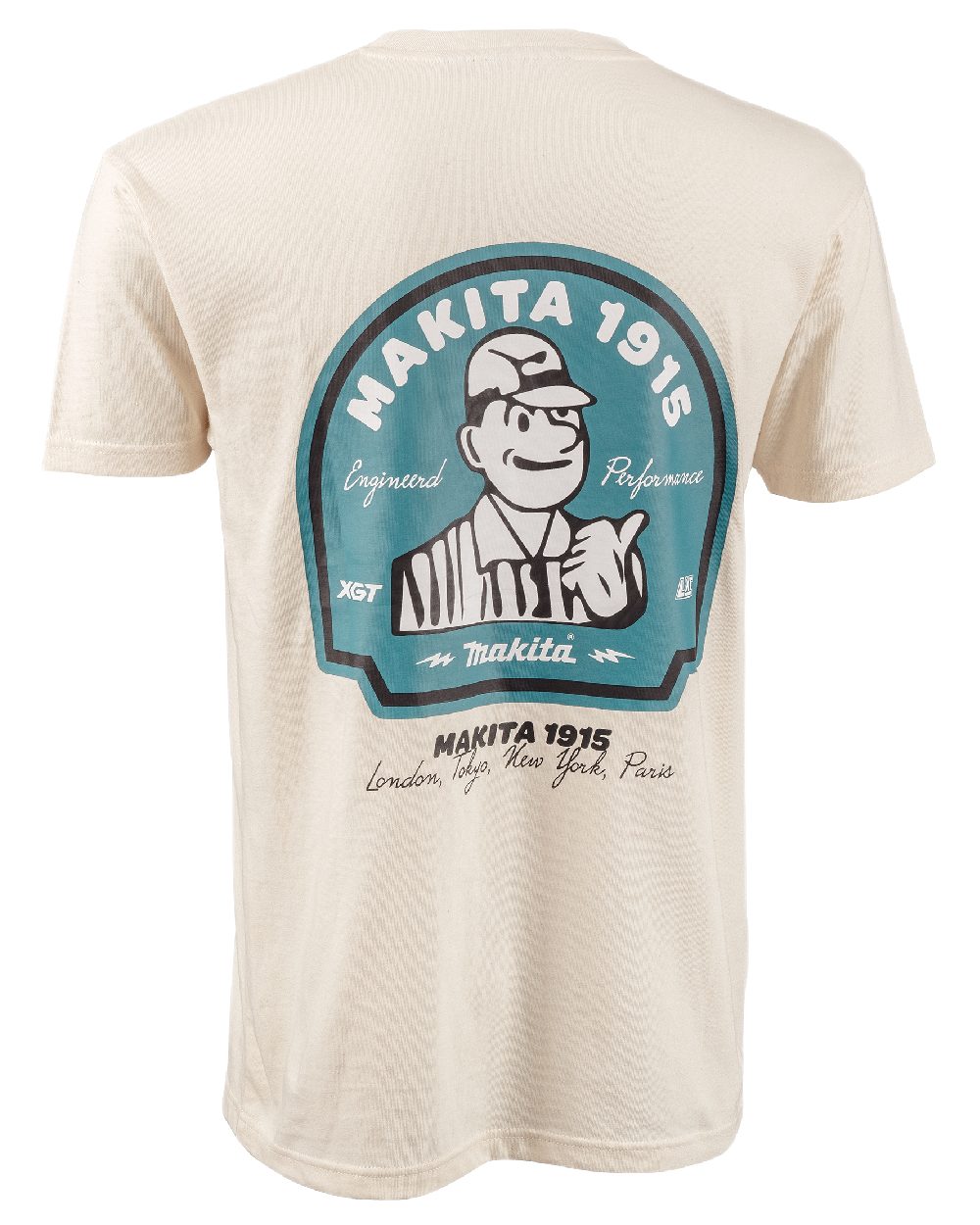 White Coloured Makita Mens Origin T-Shirt on white background 