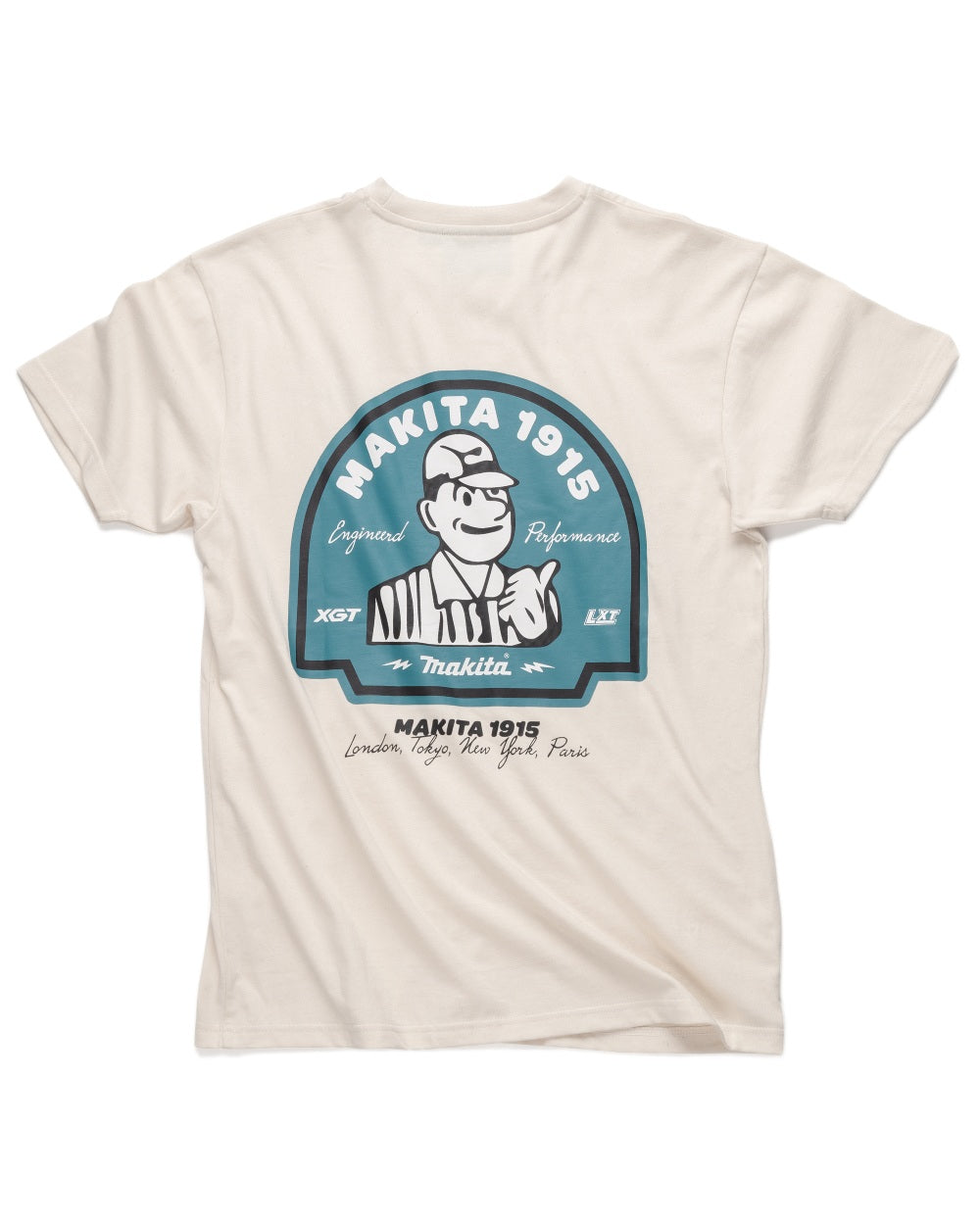 White Coloured Makita Mens Origin T-Shirt on white background 