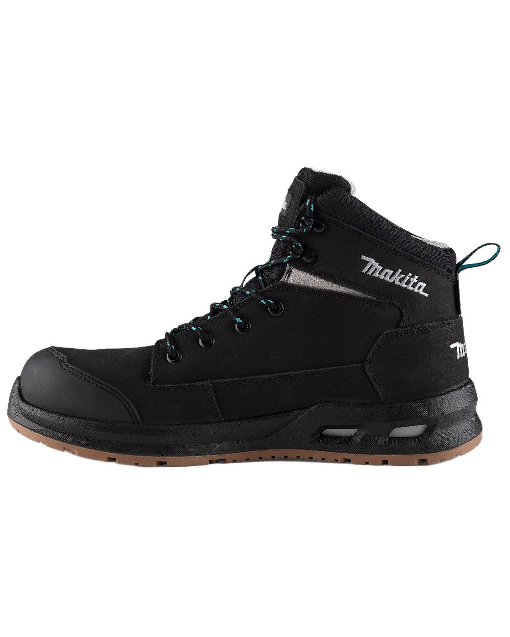 Black Coloured Makita Mens Osaka Safety Boots on white background 