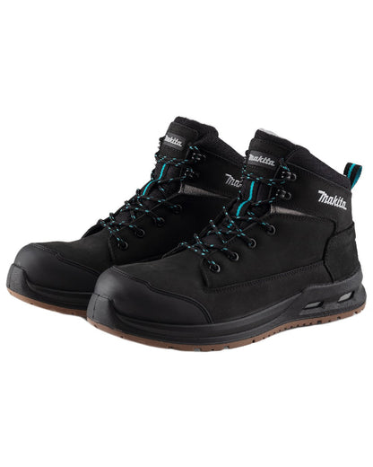Black Coloured Makita Mens Osaka Safety Boots on white background 
