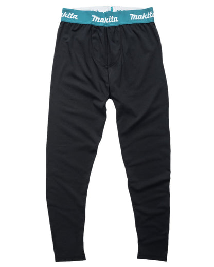 Black Coloured Makita Mens Tech Baselayer Bottoms on white background 