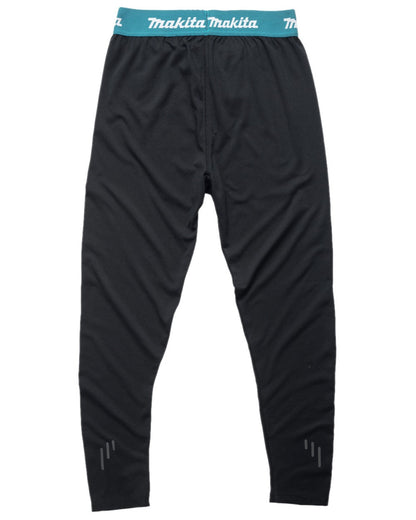 Black Coloured Makita Mens Tech Baselayer Bottoms on white background 
