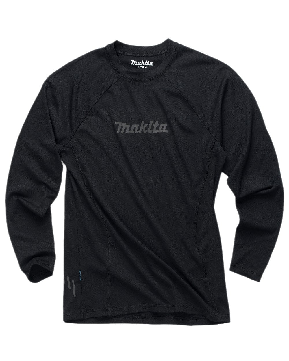 Black Coloured Makita Mens Tech Baselayer Top on white background 
