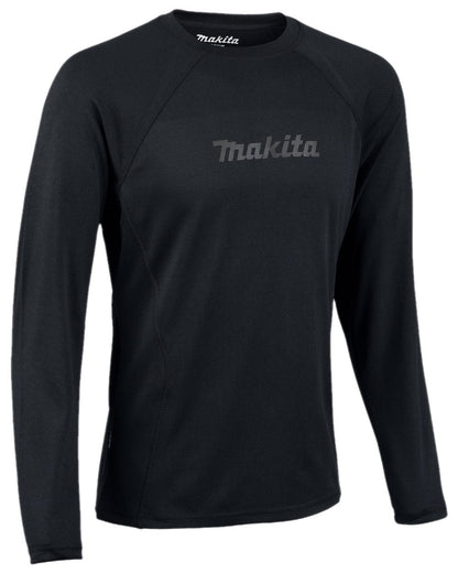 Black Coloured Makita Mens Tech Baselayer Top on white background 