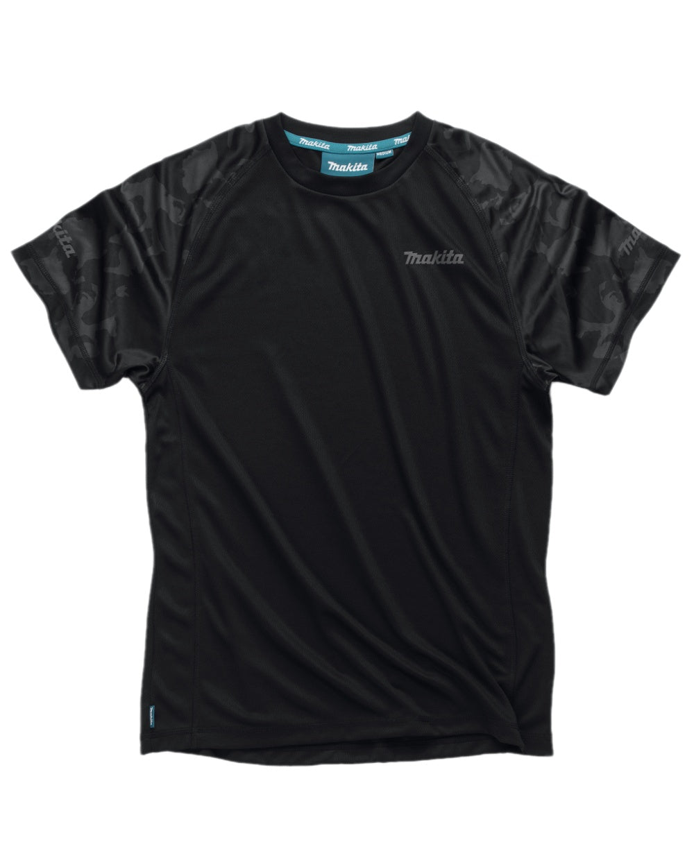 Black Coloured Makita Mens Tech T-Shirt on white background 