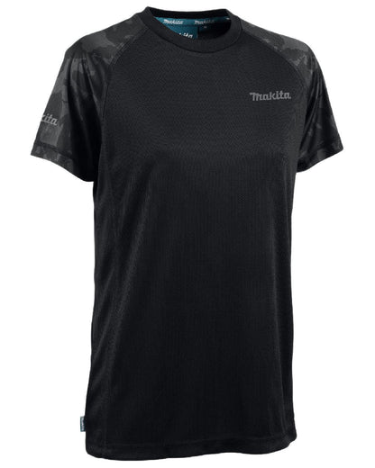 Black Coloured Makita Mens Tech T-Shirt on white background 