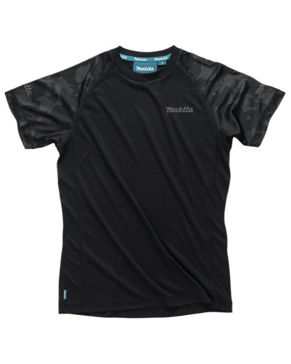 Black Coloured Makita Womens Tech T-Shirt on white background 
