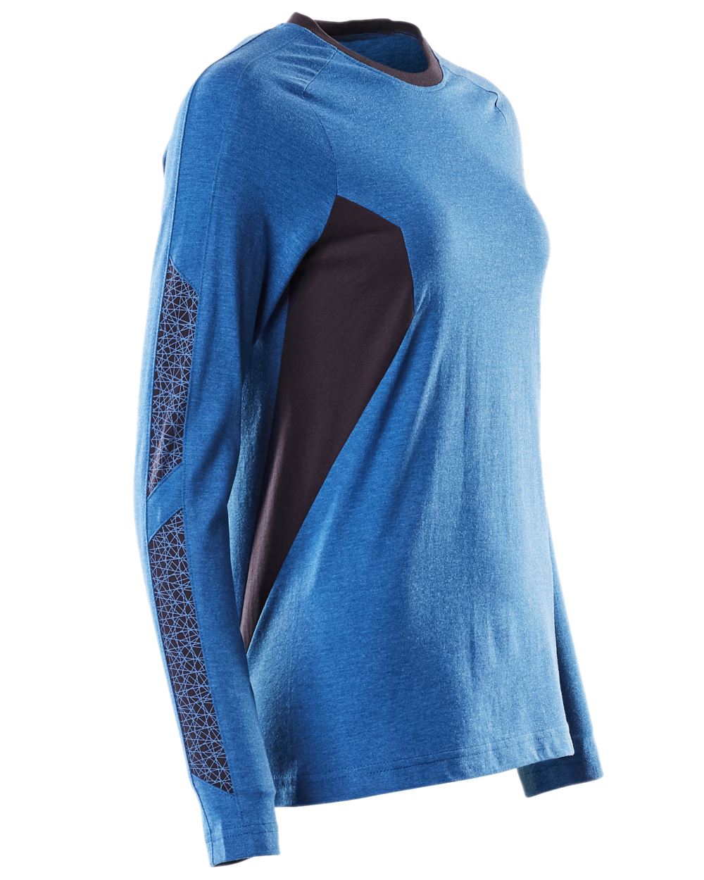 Azure Blue Dark Navy Coloured Mascot Womens Accelerate Long Sleeved T-Shirt on white background 