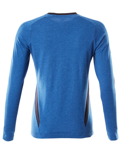Azure Blue Dark Navy Coloured Mascot Womens Accelerate Long Sleeved T-Shirt on white background 