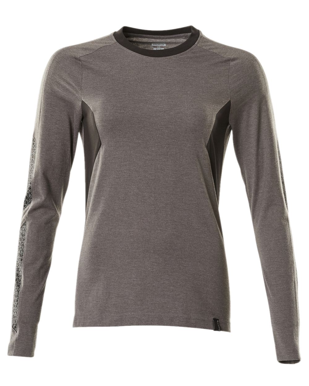 Dark Anthracite Black Coloured Mascot Womens Accelerate Long Sleeved T-Shirt on white background 