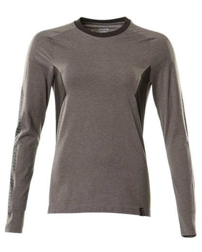 Dark Anthracite Black Coloured Mascot Womens Accelerate Long Sleeved T-Shirt on white background 