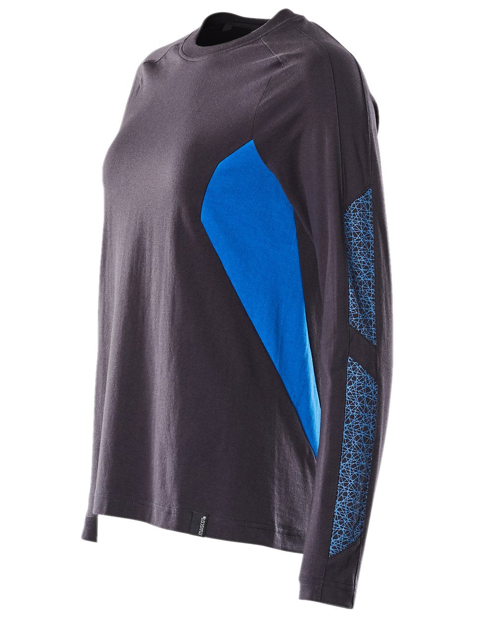Dark Navy Azure Blue Coloured Mascot Womens Accelerate Long Sleeved T-Shirt on white background 