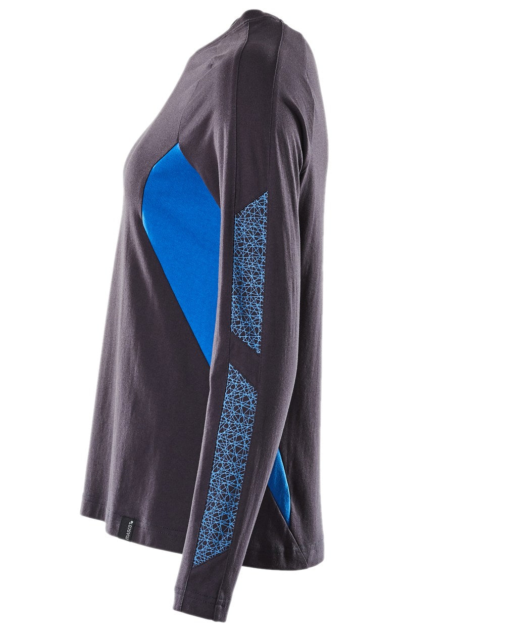 Dark Navy Azure Blue Coloured Mascot Womens Accelerate Long Sleeved T-Shirt on white background 