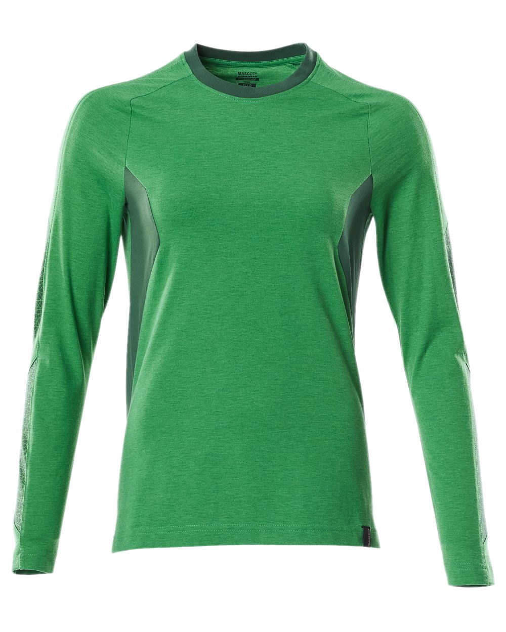 Grass Green Coloured Mascot Womens Accelerate Long Sleeved T-Shirt on white background 