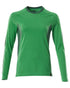 Grass Green Coloured Mascot Womens Accelerate Long Sleeved T-Shirt on white background 