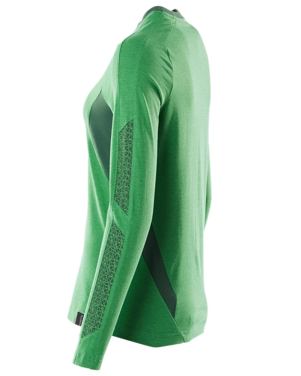 Grass Green Coloured Mascot Womens Accelerate Long Sleeved T-Shirt on white background 