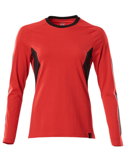 Traffic Red Black Coloured Mascot Womens Accelerate Long Sleeved T-Shirt on white background 